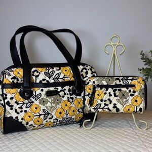 Vera Bradley Caroline Handbag and Zip Around Wallet in Retired Print Go Wild